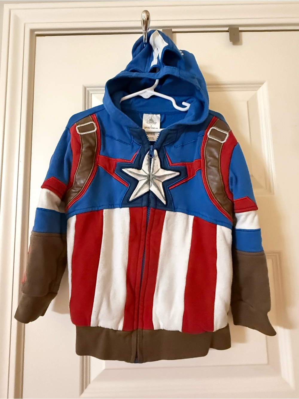 Disney Captain America Kids Size 4T Hoodie - Marvel, Built-in mask